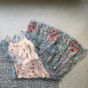 WJ - Embroidered Floral Organza Gown w/ Slip